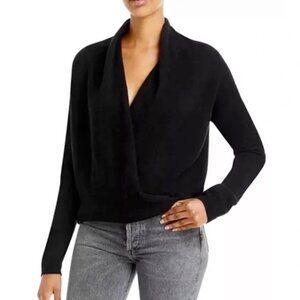 Bloomingdale’s Cashmere Faux Wrap Sweater - Black - M - NWT